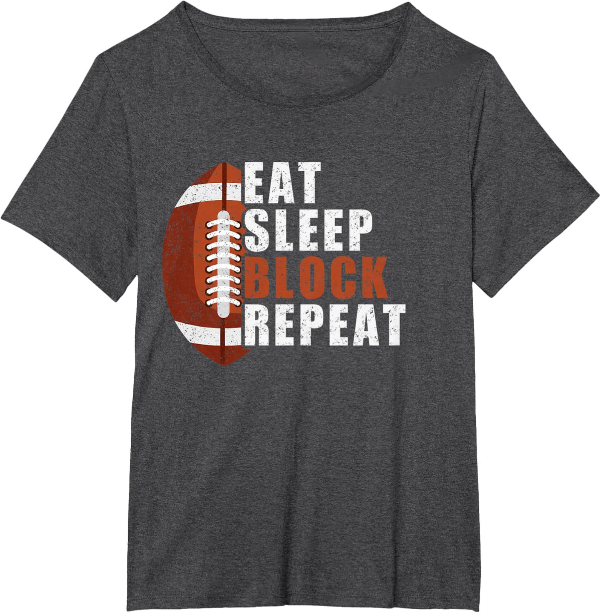 Eat Sleep Block Repeat Shirt Football Player Lineman Men Boy T-Shirt - Dark Heather Grey