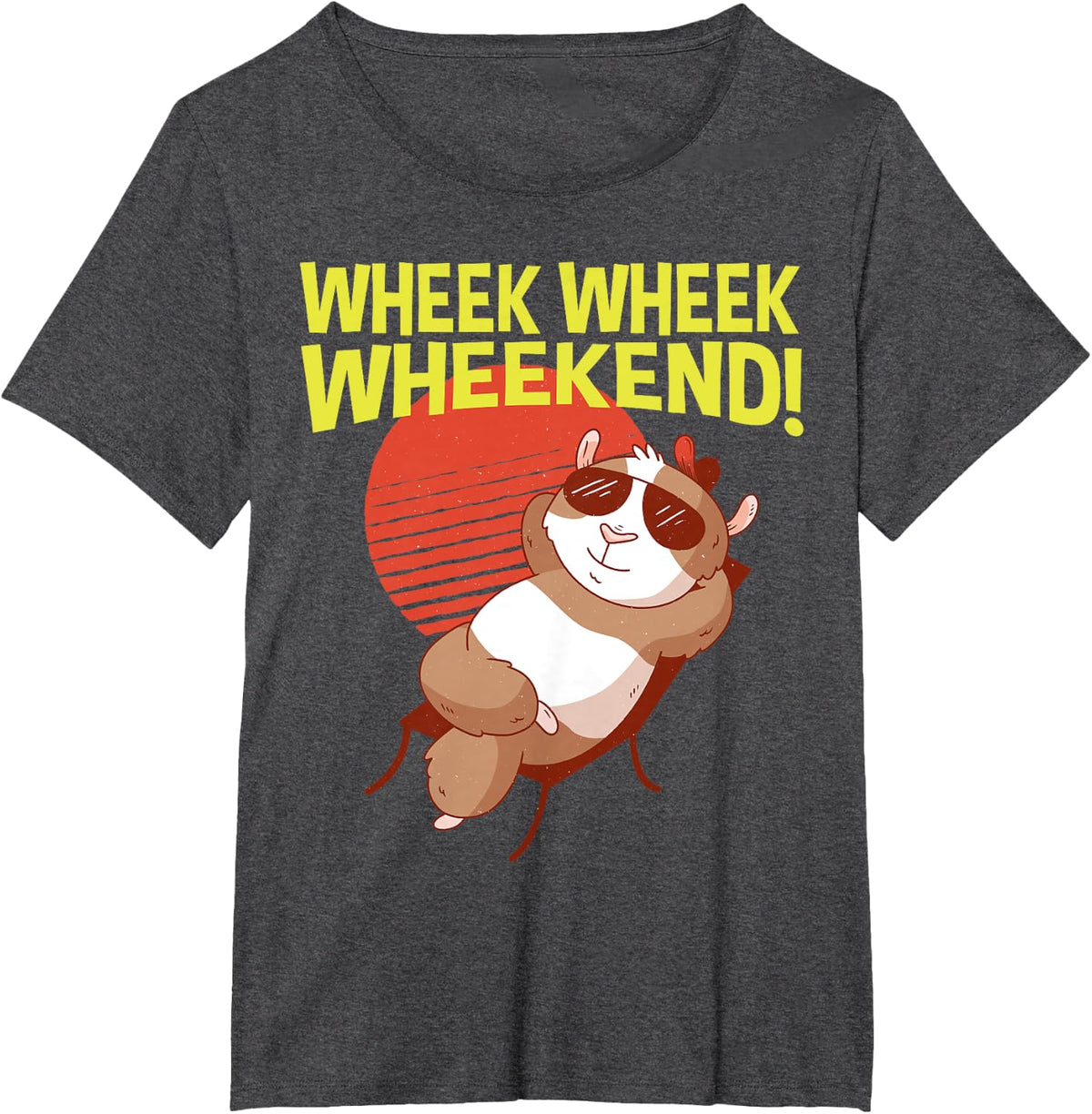 Guinea Pig Wheek Wheekend Brown & Cream Guinea Pig Pet T-Shirt - Dark Heather Grey