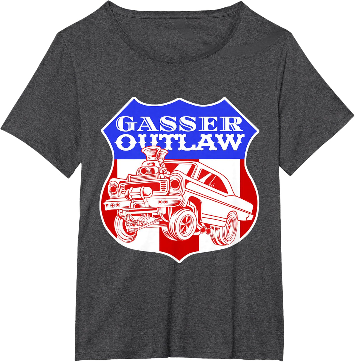 Gasser Outlaw Class Vintage Drag Racing Race Car T-Shirt - Dark Heather Grey