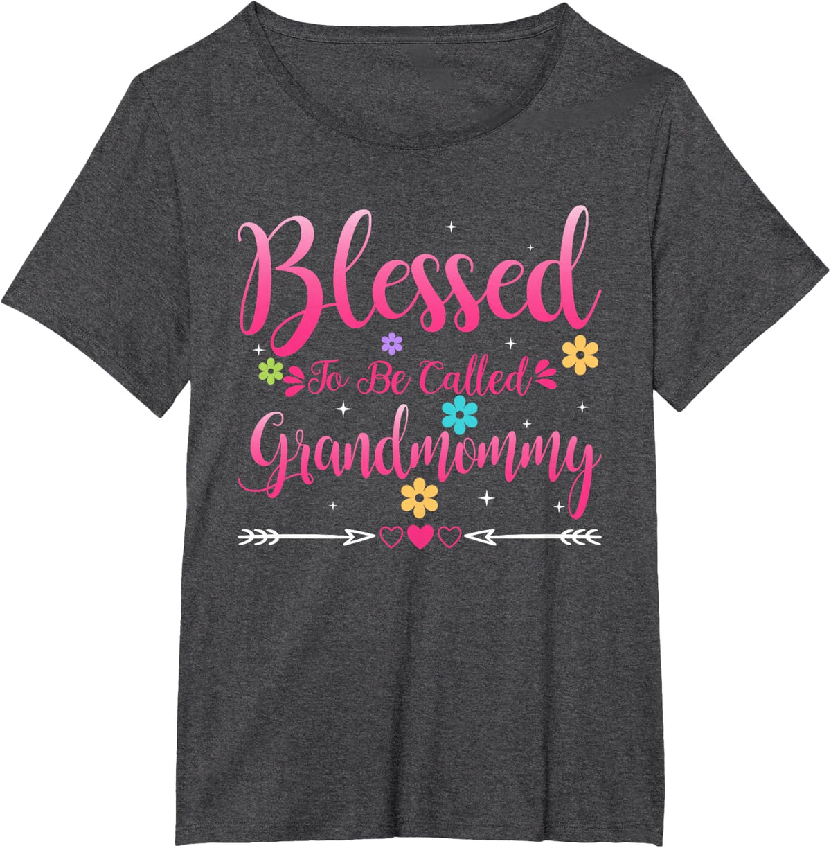 Womens Blessed To Be Called Grandmommy Heart Mother's Day T-Shirt - Dark Heather Grey