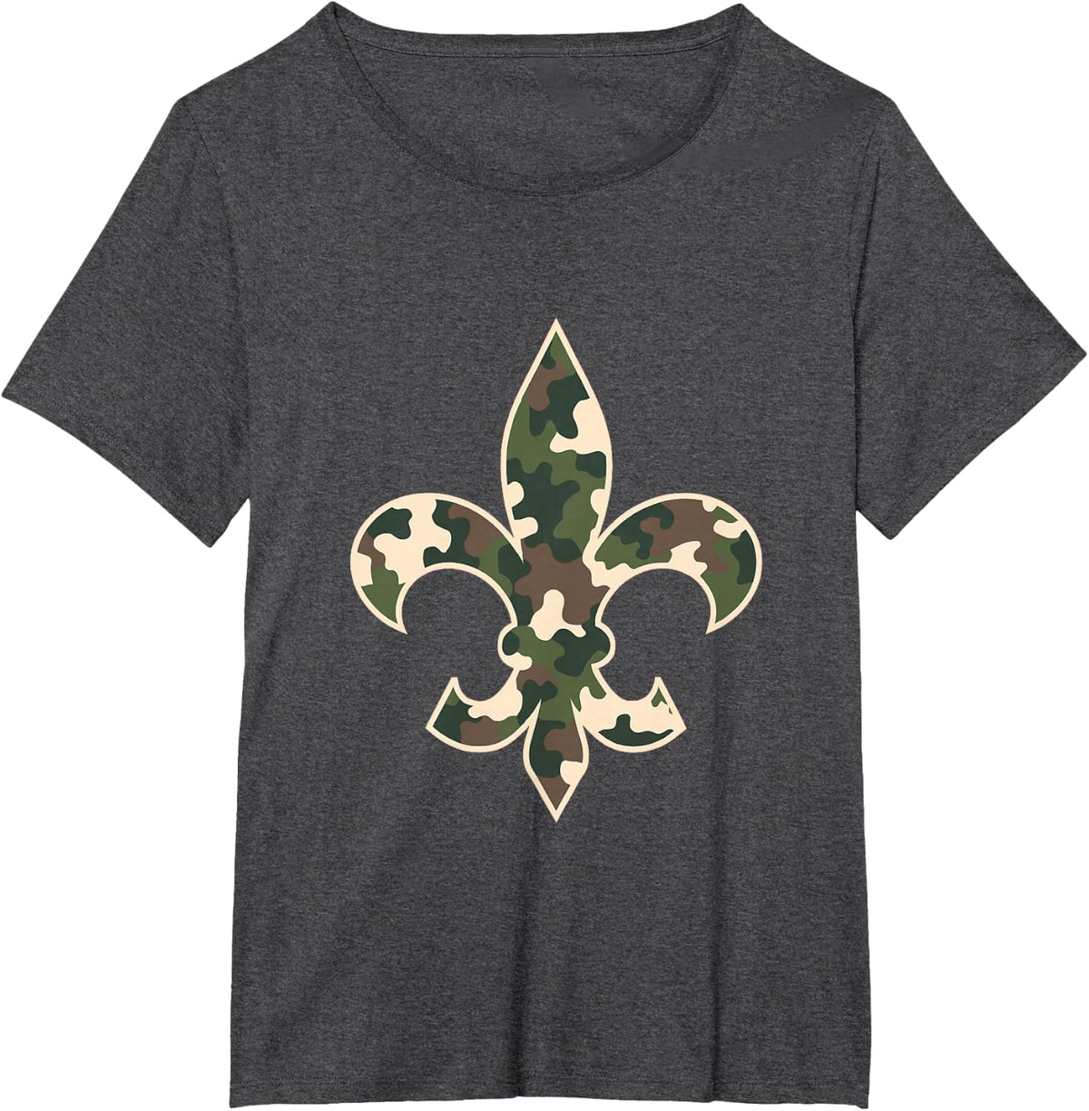 Camouflage Fleur De Lys Camo Mardi Gras Festive New Orleans T-Shirt - Dark Heather Grey