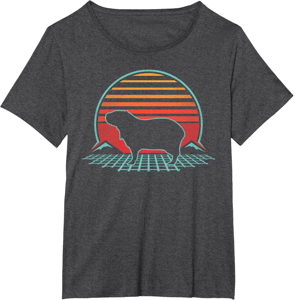 Capybara Lover Animal Retro Vintage 80s Style T-Shirt - Dark Heather Grey