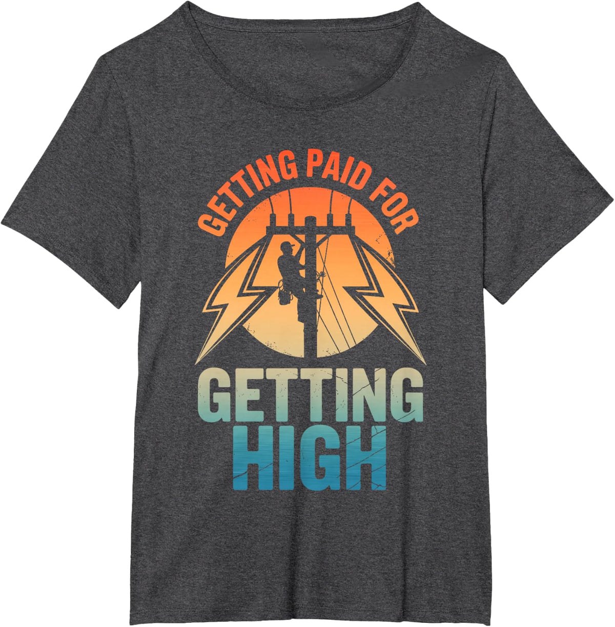 Funny Lineman Art for Men Boys Linemen Electrician Lineman T-Shirt - Dark Heather Grey