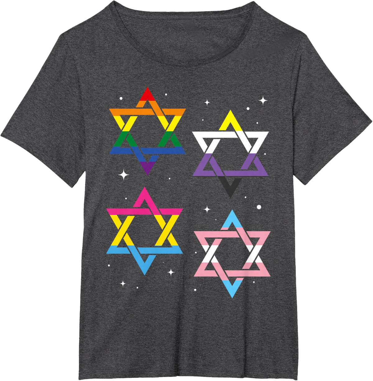 Star Of David Rainbow Flag Gay Pride Month Gift Queer LGBT T-Shirt - Dark Heather Grey