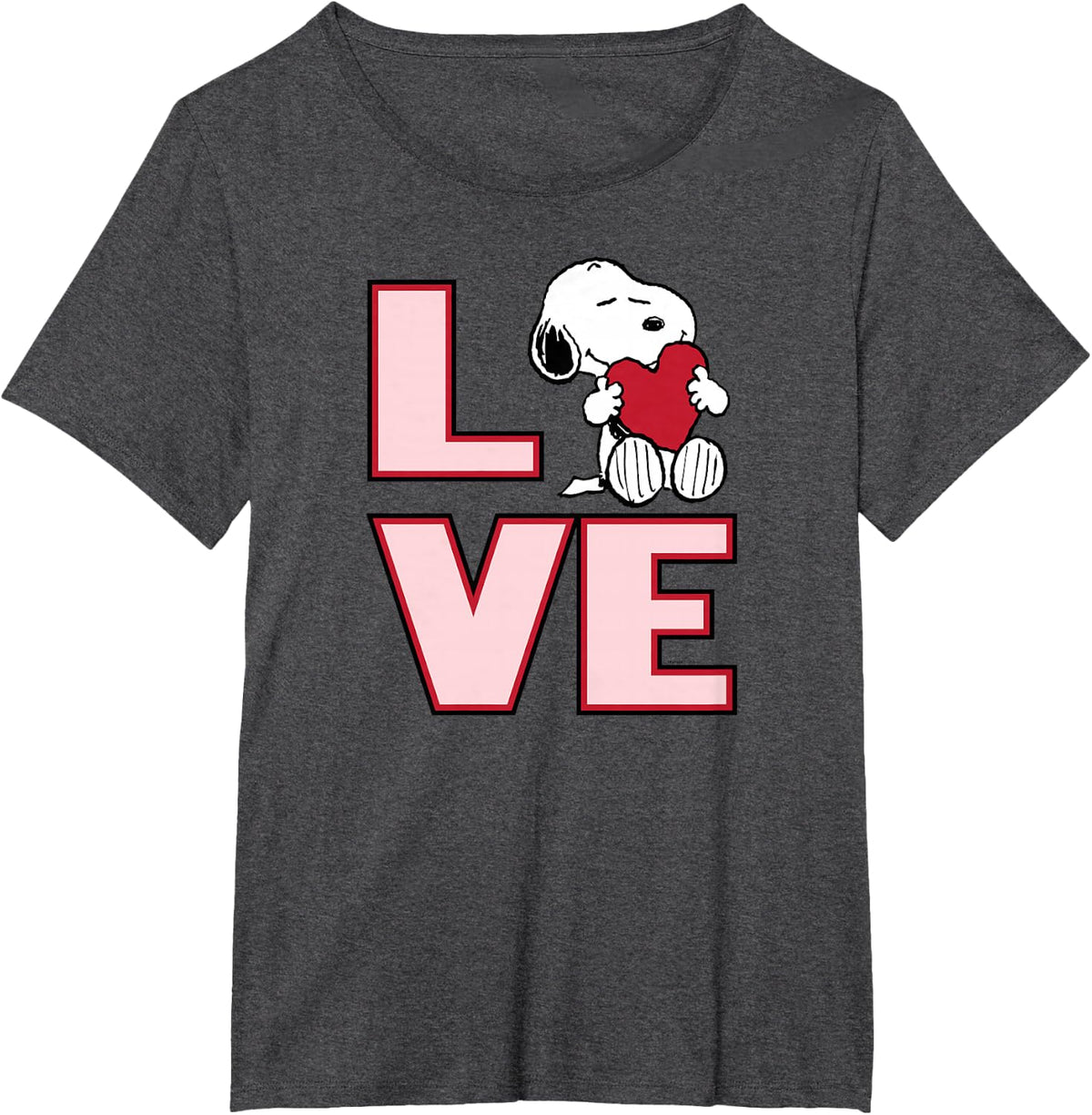 Peanuts Valentine Snoopy Love T-Shirt - Dark Heather Grey