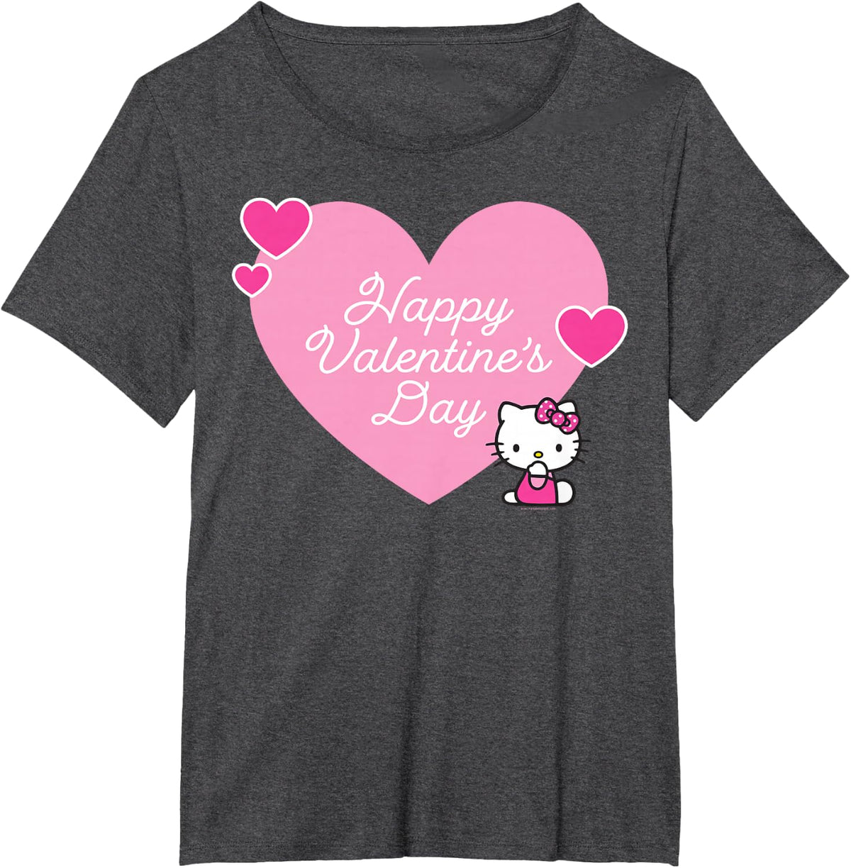 Hello Kitty Happy Valentine's Day T-Shirt Small - Dark Heather Grey