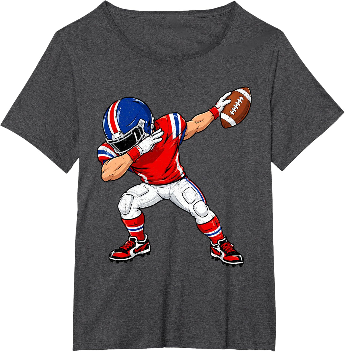 Dabbing American Football Player Lineman Sports Fan Men Boys T-Shirt - Dark Heather Grey
