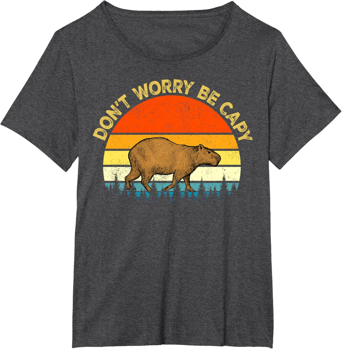 Capybara Vintage Retro Style Awesome Don't Worry, Be Capy T-Shirt - Dark Heather Grey