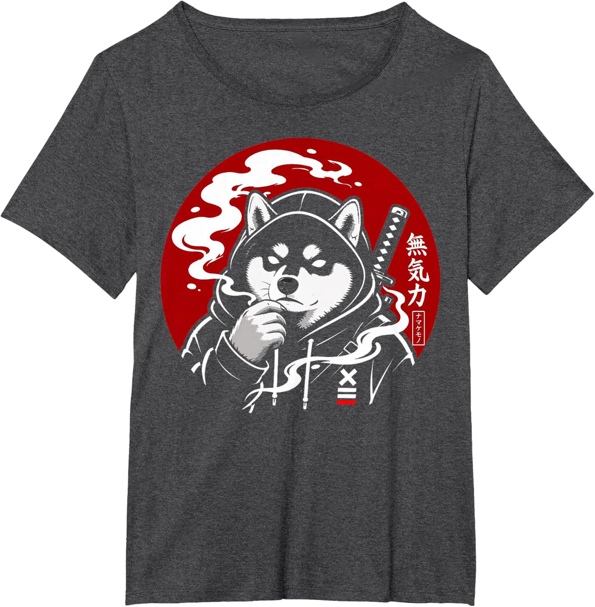 Samurai Shiba Inu Japanese Anime Streetwear Art T-Shirt - Dark Heather Grey