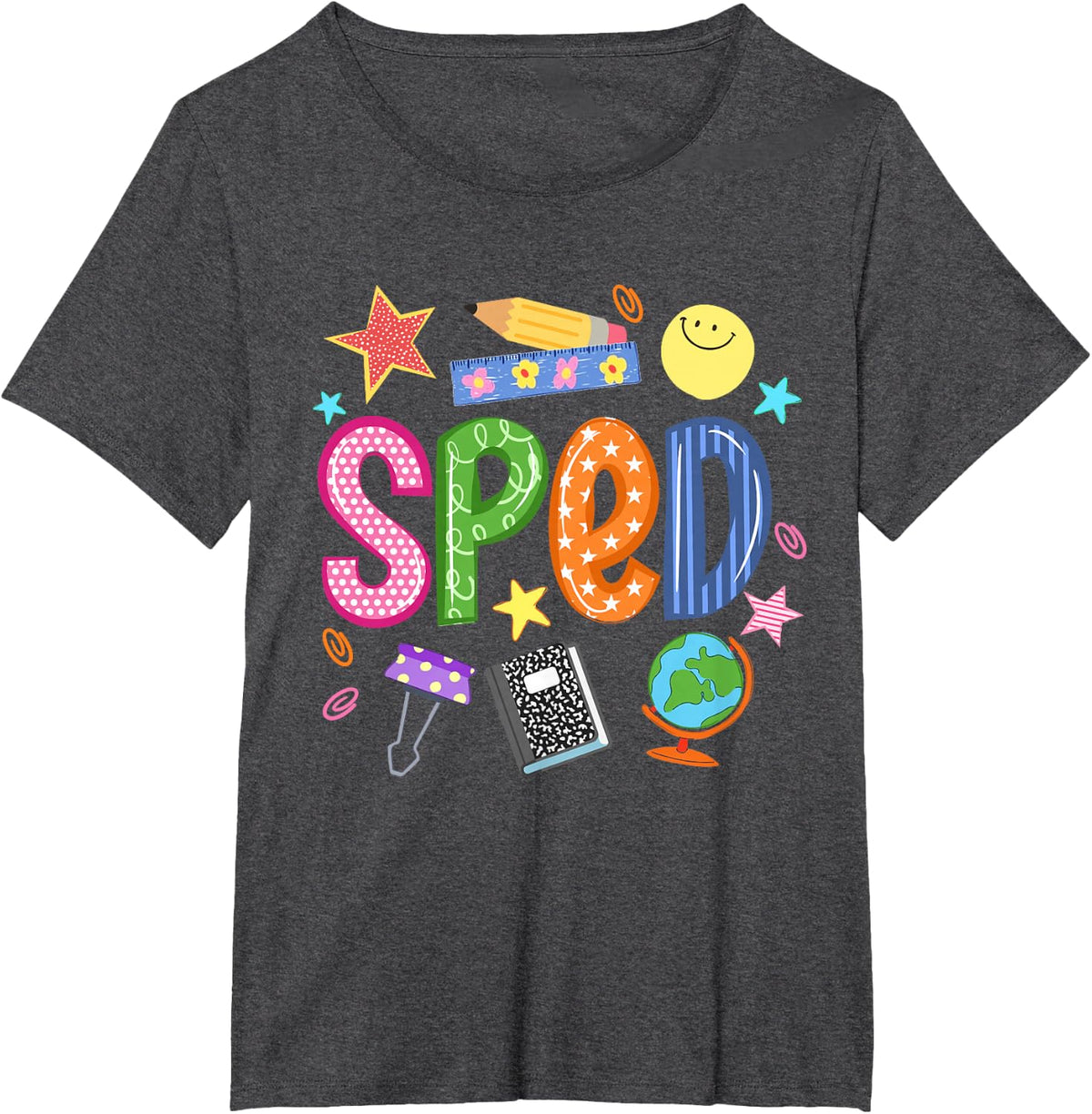 SPED Teacher Pencil Funny Back to School T-Shirt - Dark Heather Grey