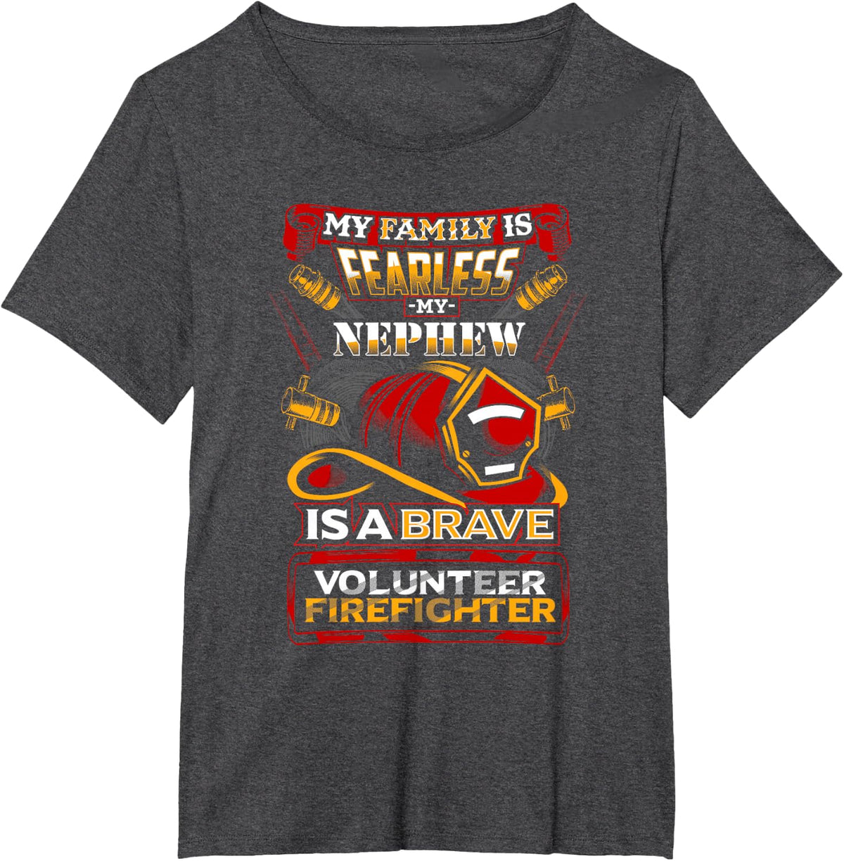 Volunteer Firefighter Nephew Design for Aunt or Uncle T-Shirt - Dark Heather Grey