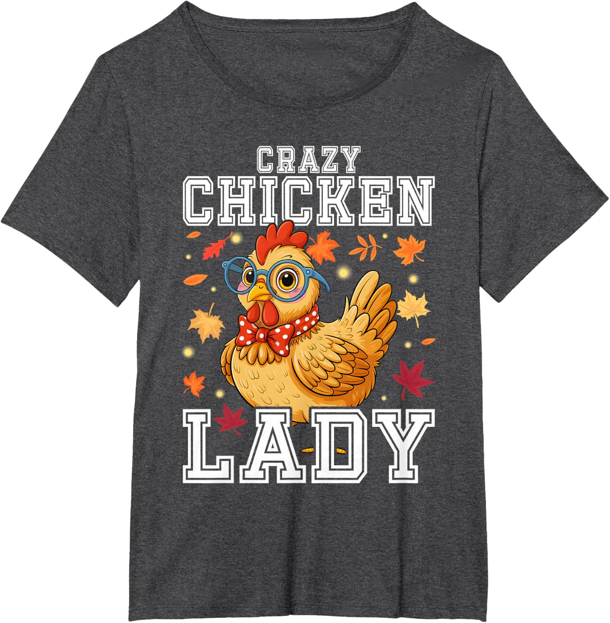 Crazy Chicken Lady with Leopard Glasses Red Bandana T-Shirt - Dark Heather Grey