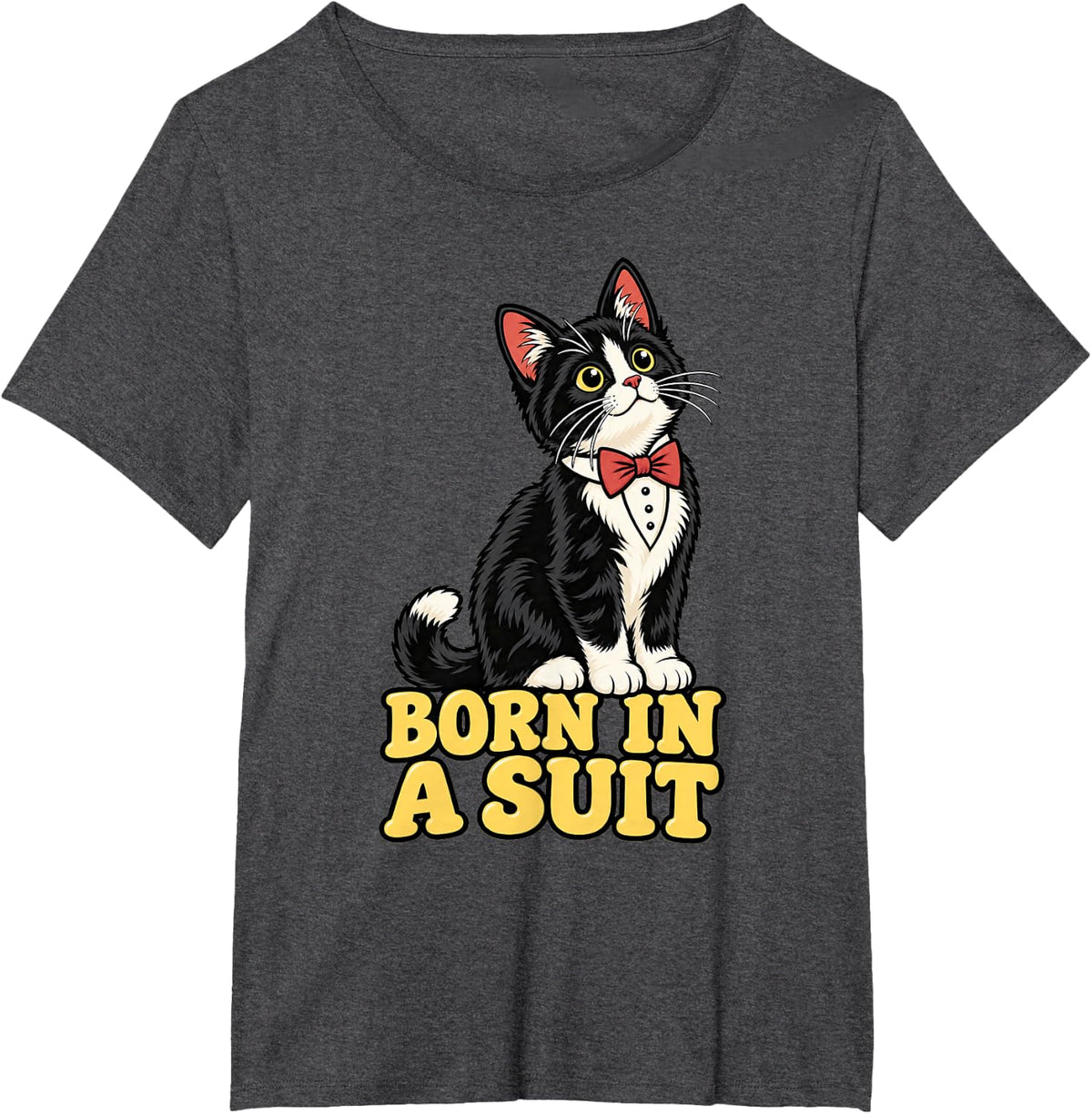 Tuxedo Cat Born in A Suit Kids Funny Kitty Mom Kitten T-Shirt - Dark Heather Grey
