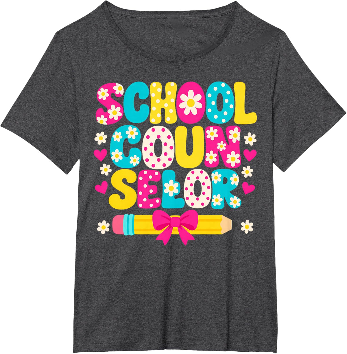 Cool Counselor Colorful Pencil T-Shirt - Dark Heather Grey