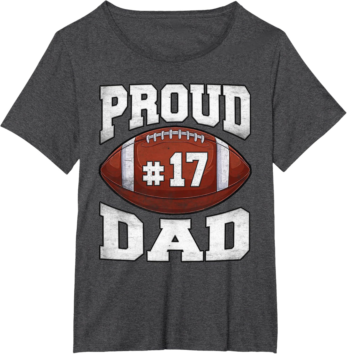 Jersey Number 17 Proud Dad Football Lineman Player T-Shirt - Dark Heather Grey