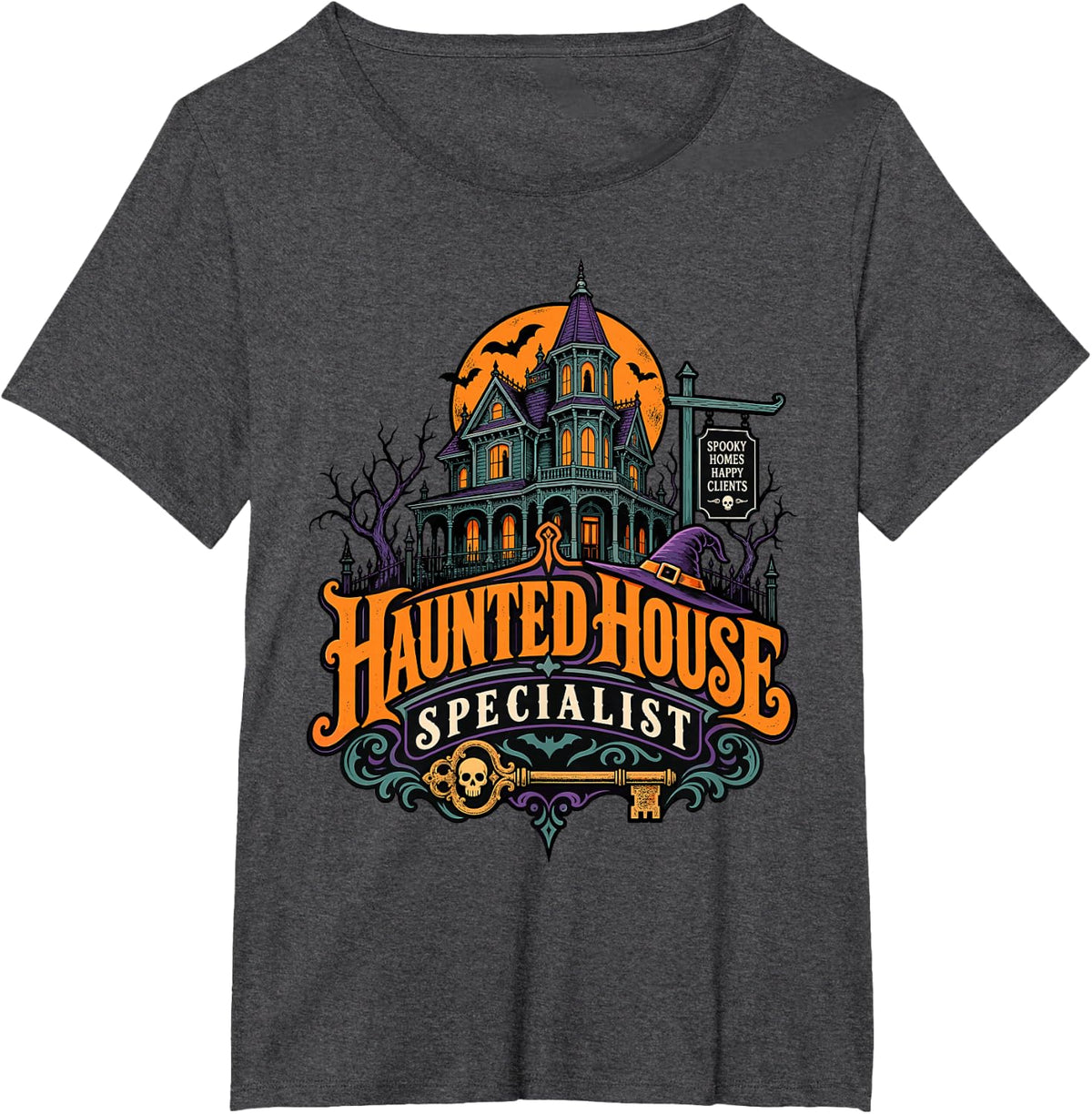 Haunted House Specialist Real Estate Halloween Lazy Costume T-Shirt - Dark Heather Grey