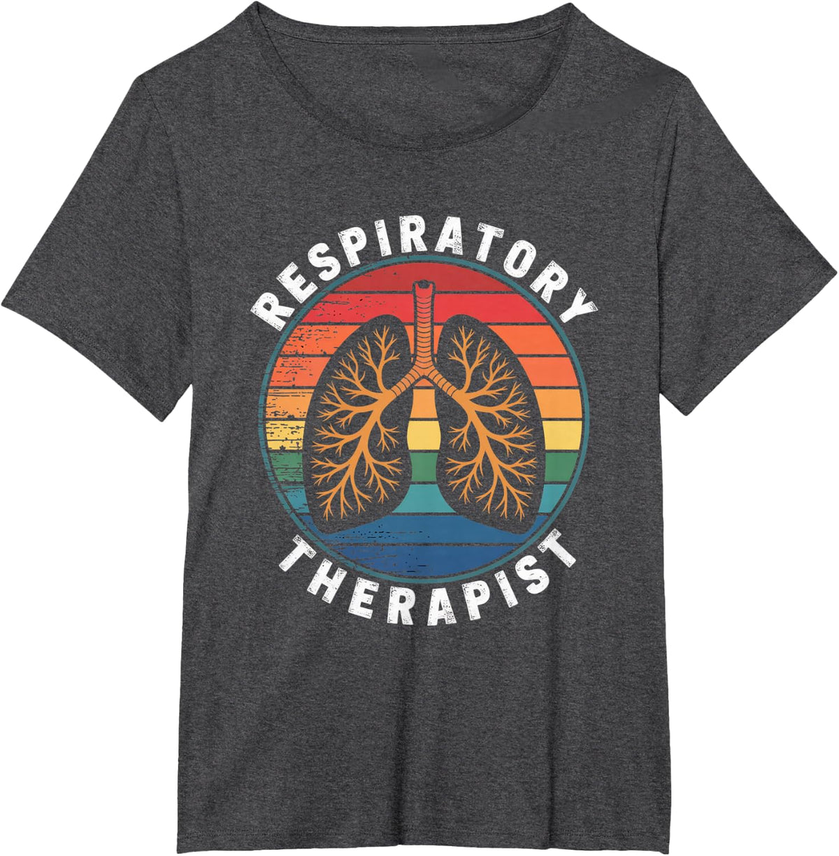Retro Respiratory Therapist Lung Vintage RT Nurse Tech T-Shirt - Dark Heather Grey
