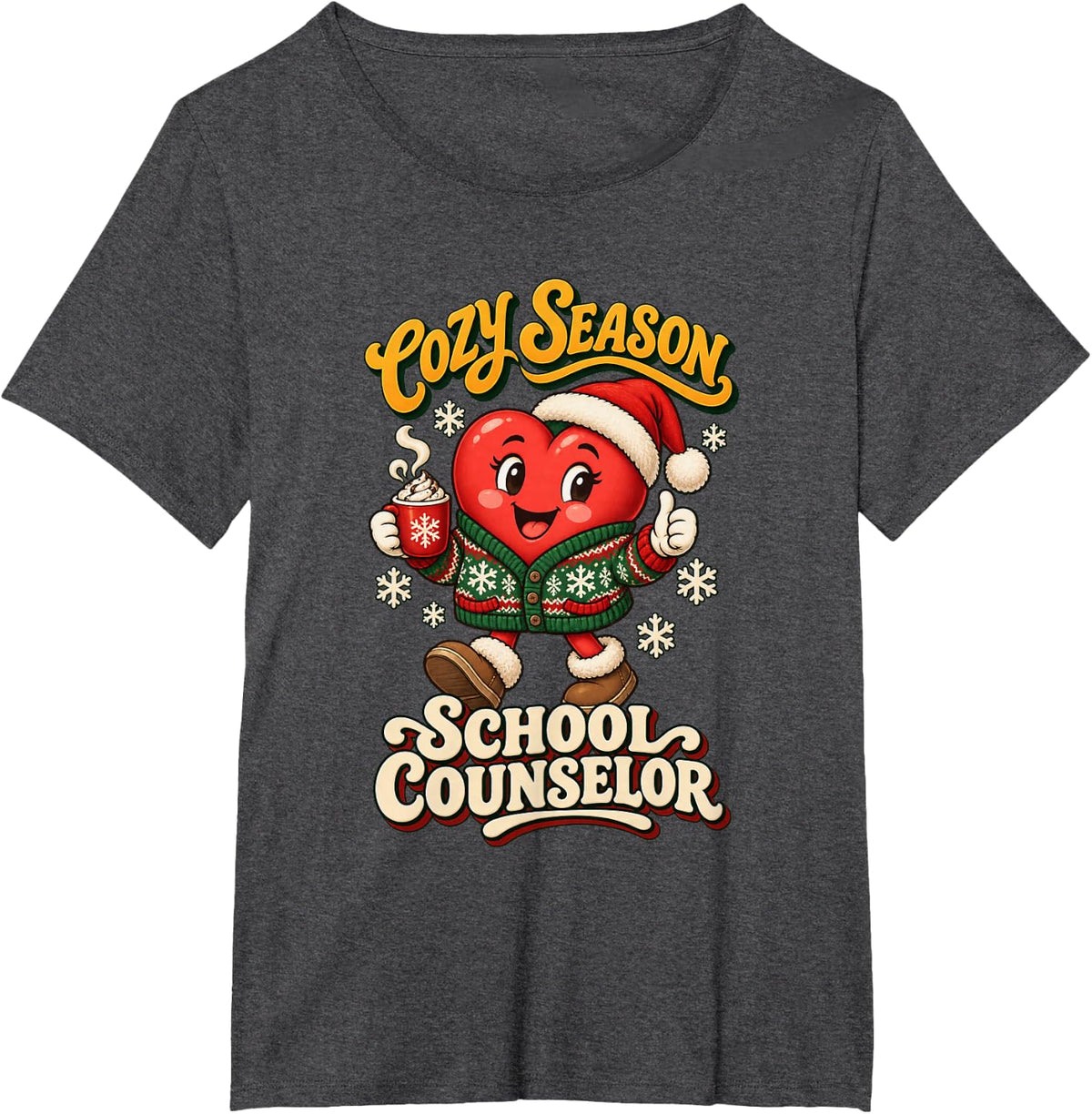 Christmas School Counselor Winter Cheer T-Shirt - Dark Heather Grey