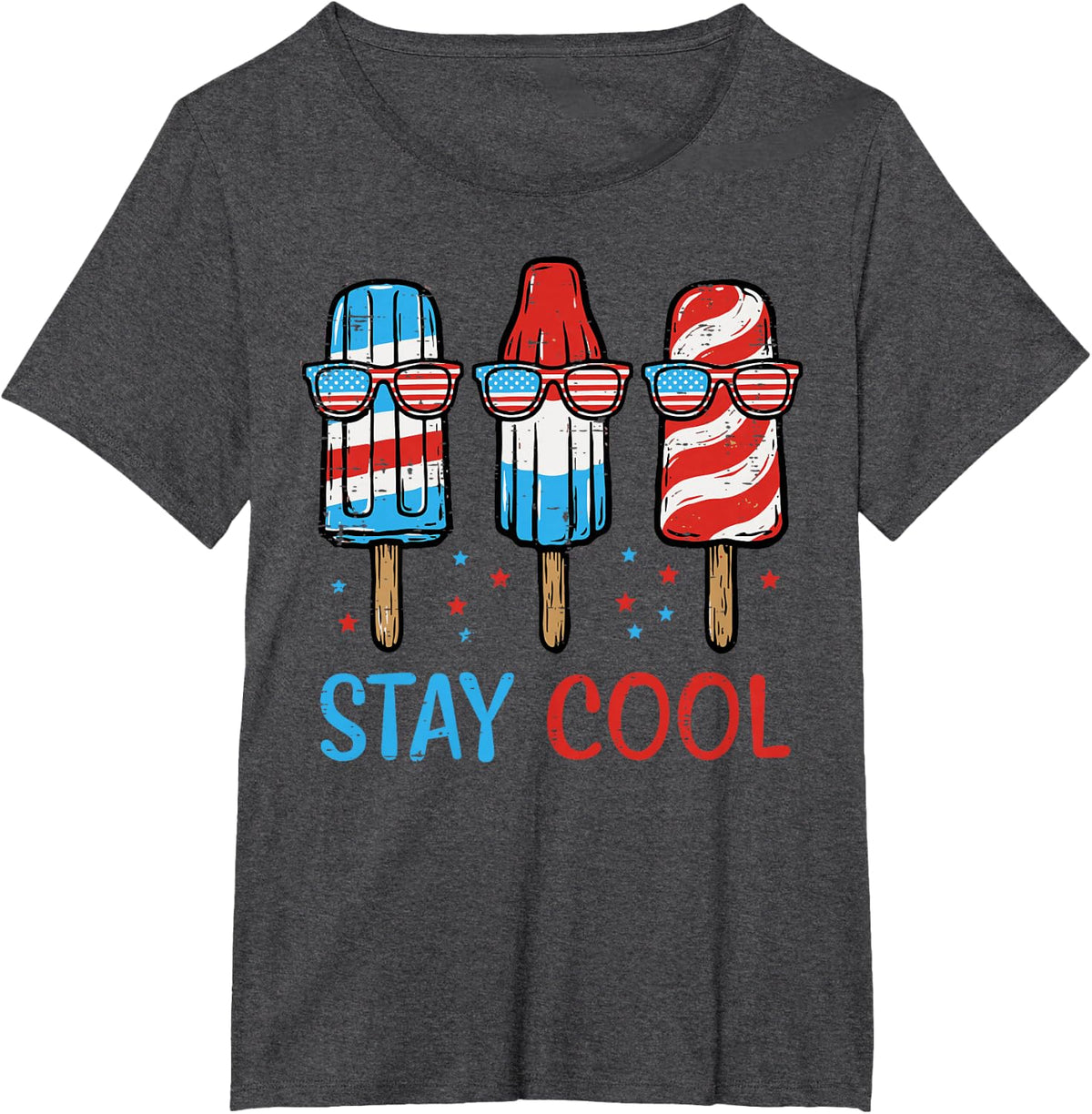 4th of July Popsicles Stay Cool Ice Cream Men Women Kids T-Shirt - Dark Heather Grey