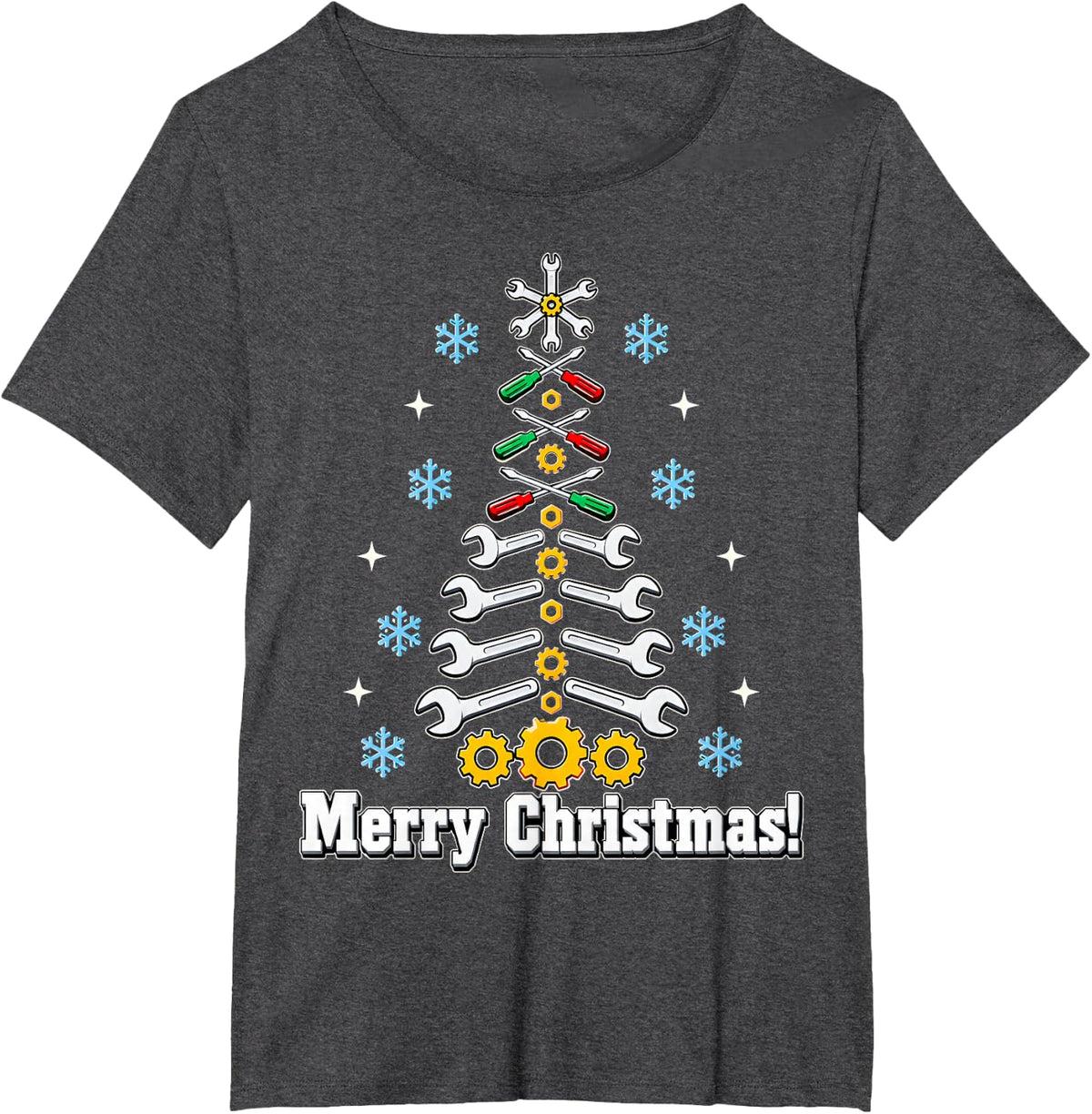 Merry Mechanic Christmas Shirt Auto Technician Tools Xmas T-Shirt - Dark Heather Grey