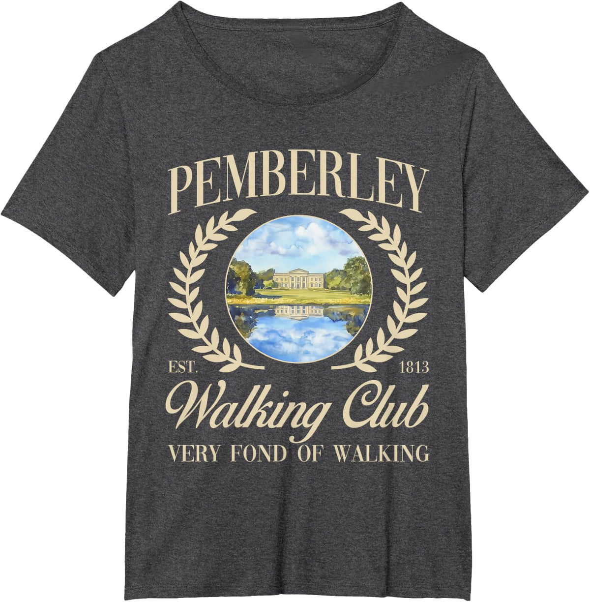 Jane Austen 250th Anniversary Pemberley Walking Club Tee T-Shirt Regency Era - Dark Heather Grey