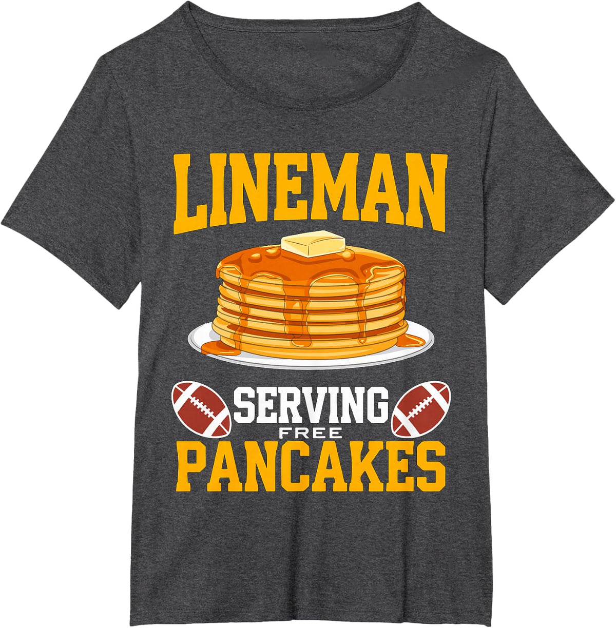 Lineman Serving free Pancakes American Football T-Shirt - Dark Heather Grey