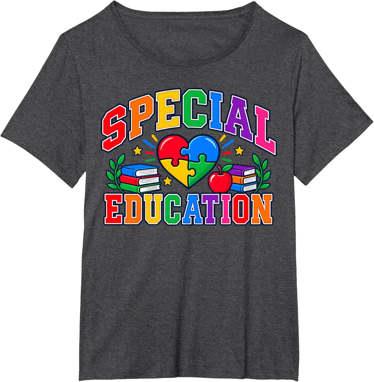 Special Education Teacher Books T-Shirt - Dark Heather Grey