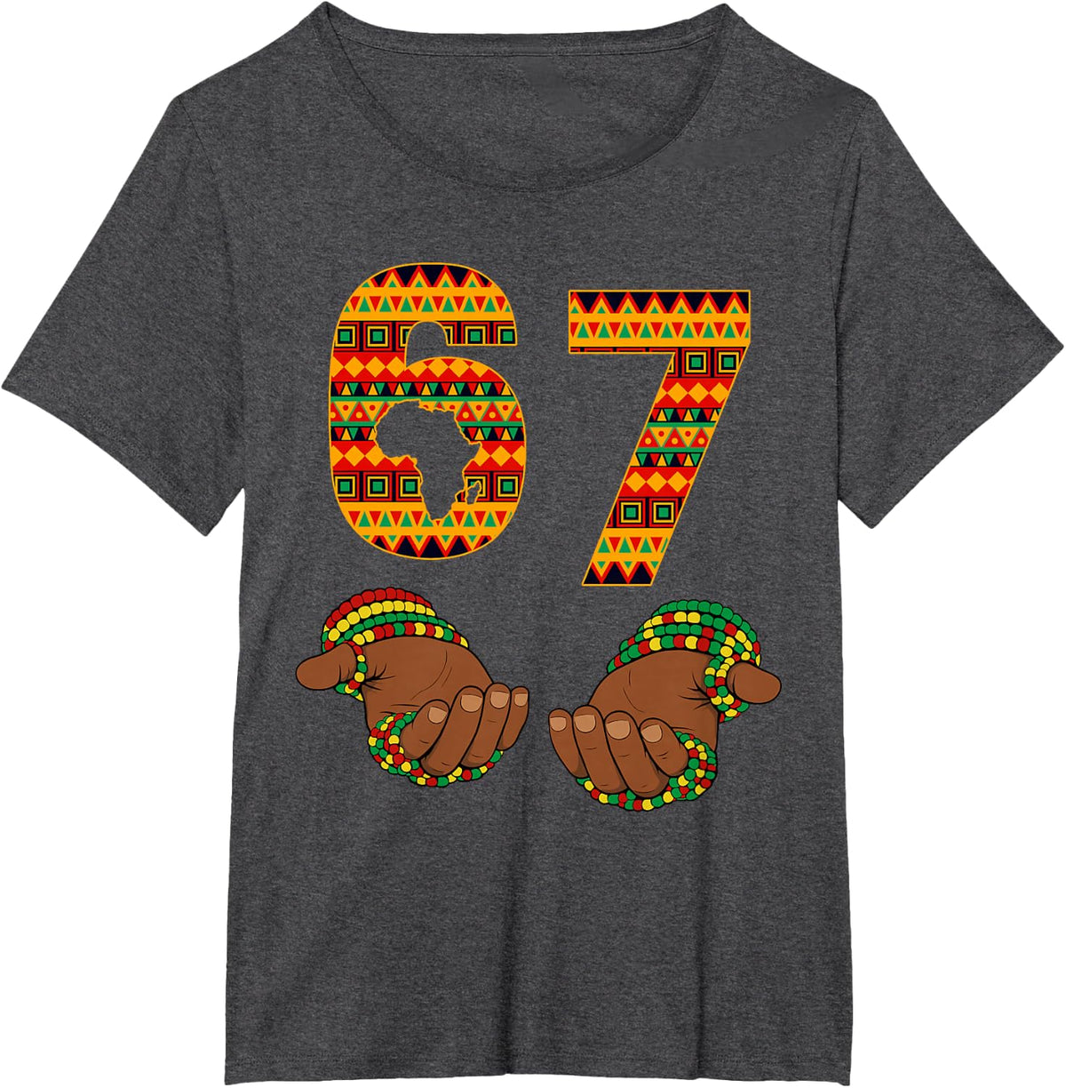 67 Black History Month Pride African Six Seven 6 7 Meme T-Shirt - Dark Heather Grey