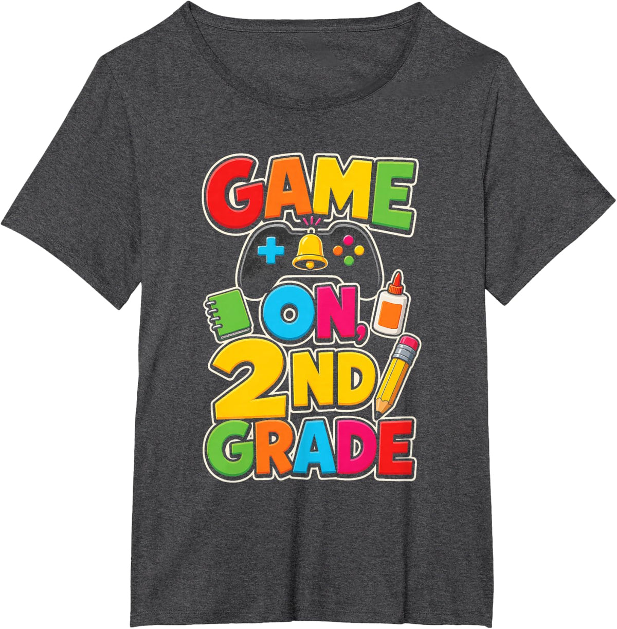 2nd Grade Game On Back to School Elementary Kids Gift T-Shirt - Dark Heather Grey