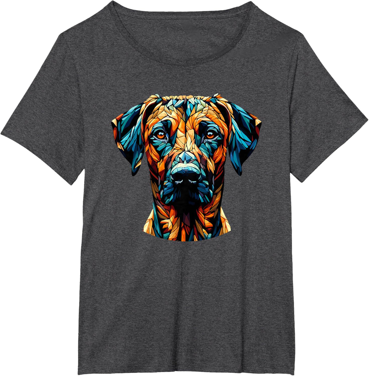 Polygon Art Rhodesian Ridgeback Ridgebacks T-Shirt - Dark Heather Grey