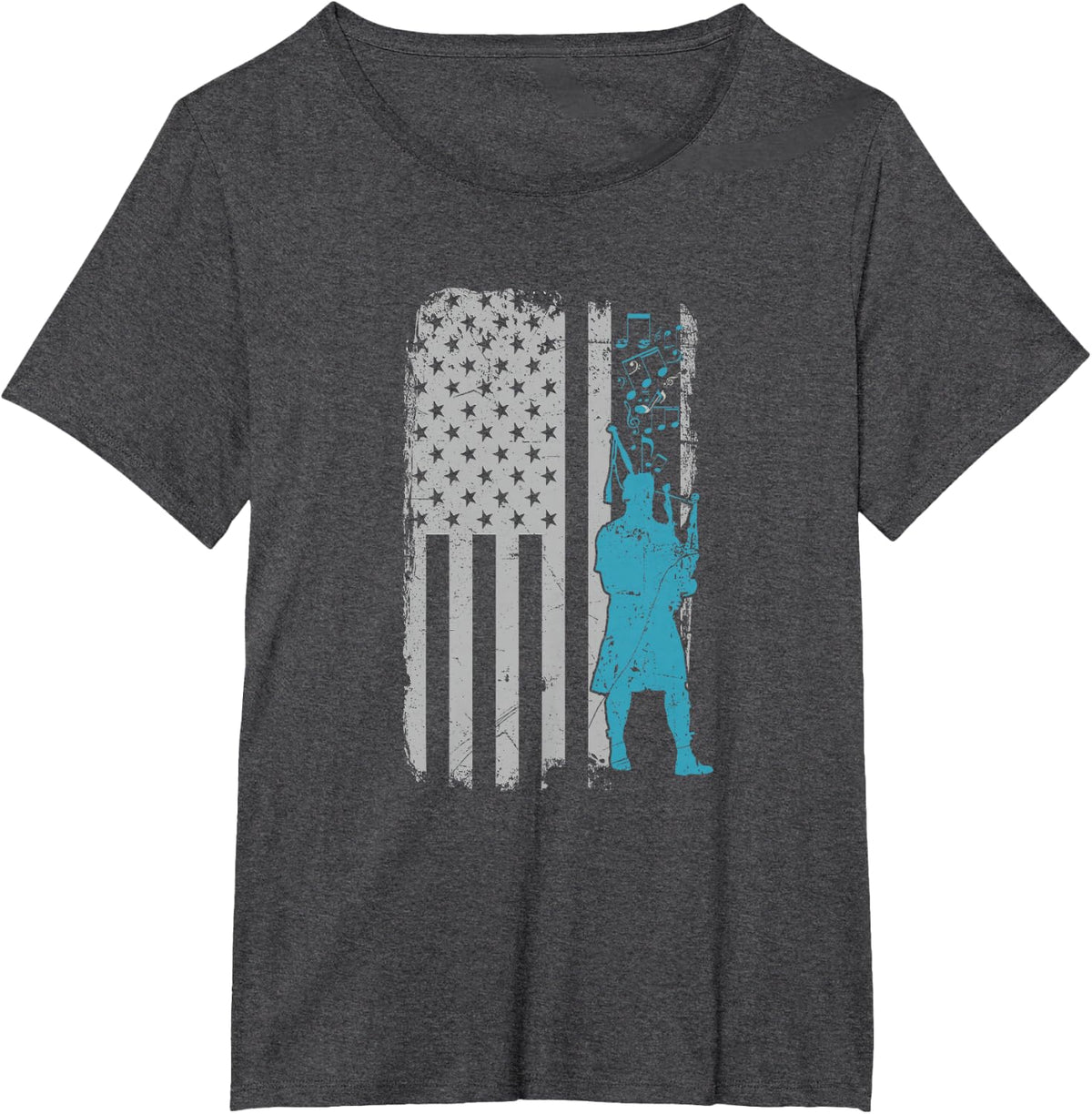 Bagpiper USA Flag Piper or Honor Guard Bagpipe Players T-Shirt - Dark Heather Grey
