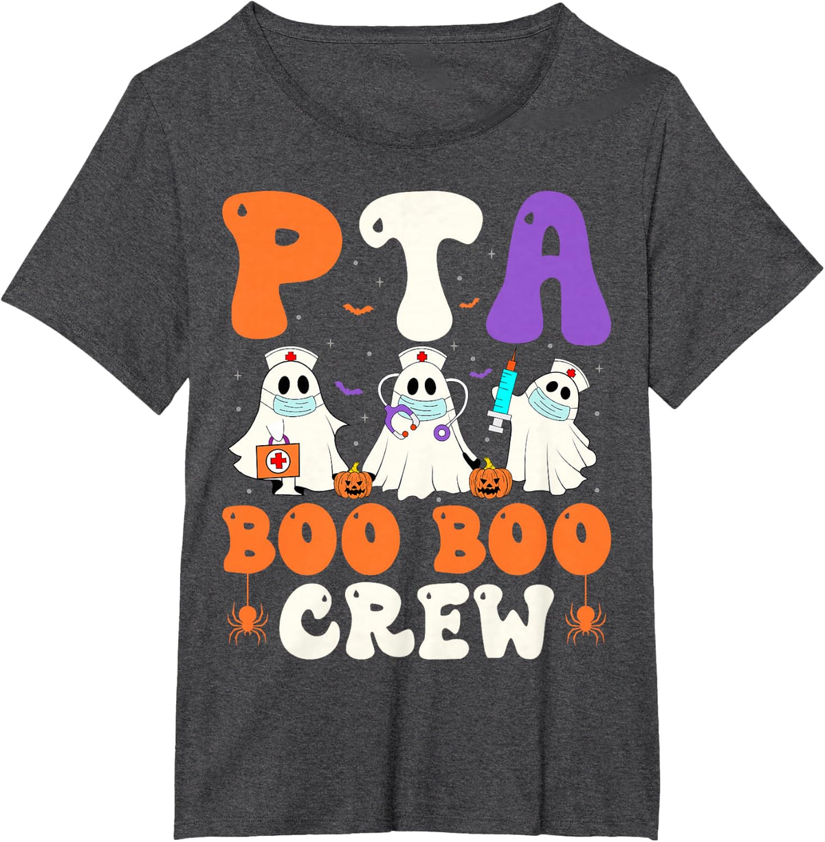 PTA Boo Crew - Physical Therapy PT Therapist Halloween Scary T-Shirt - Dark Heather Grey