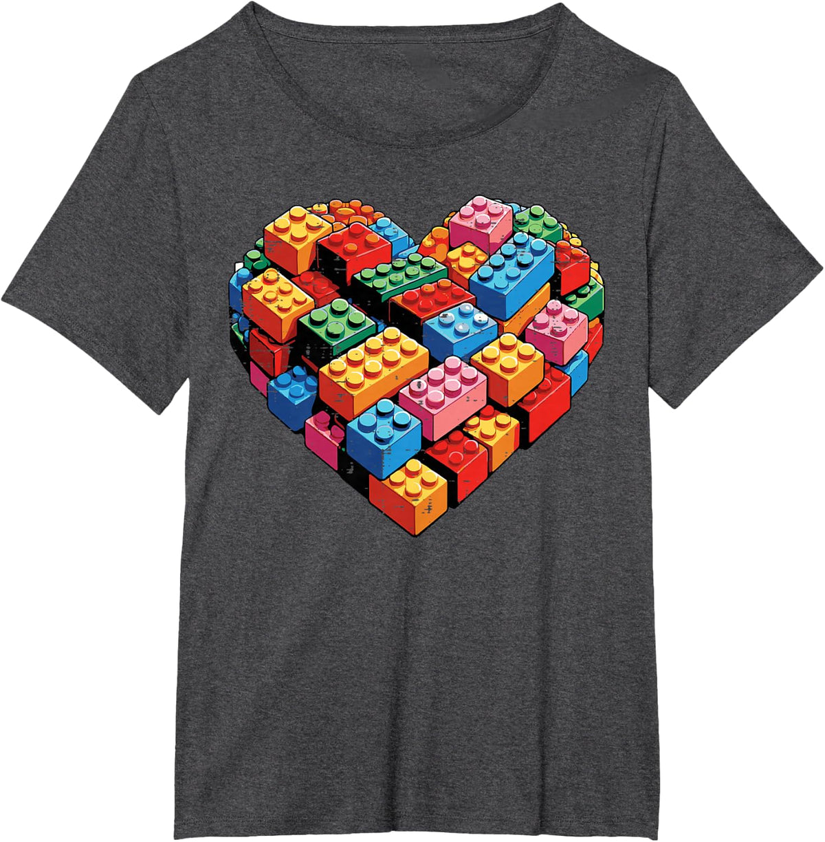 Valentines Day Heart Building Blocks Bricks Boys Kid Toddler T-Shirt - Dark Heather Grey
