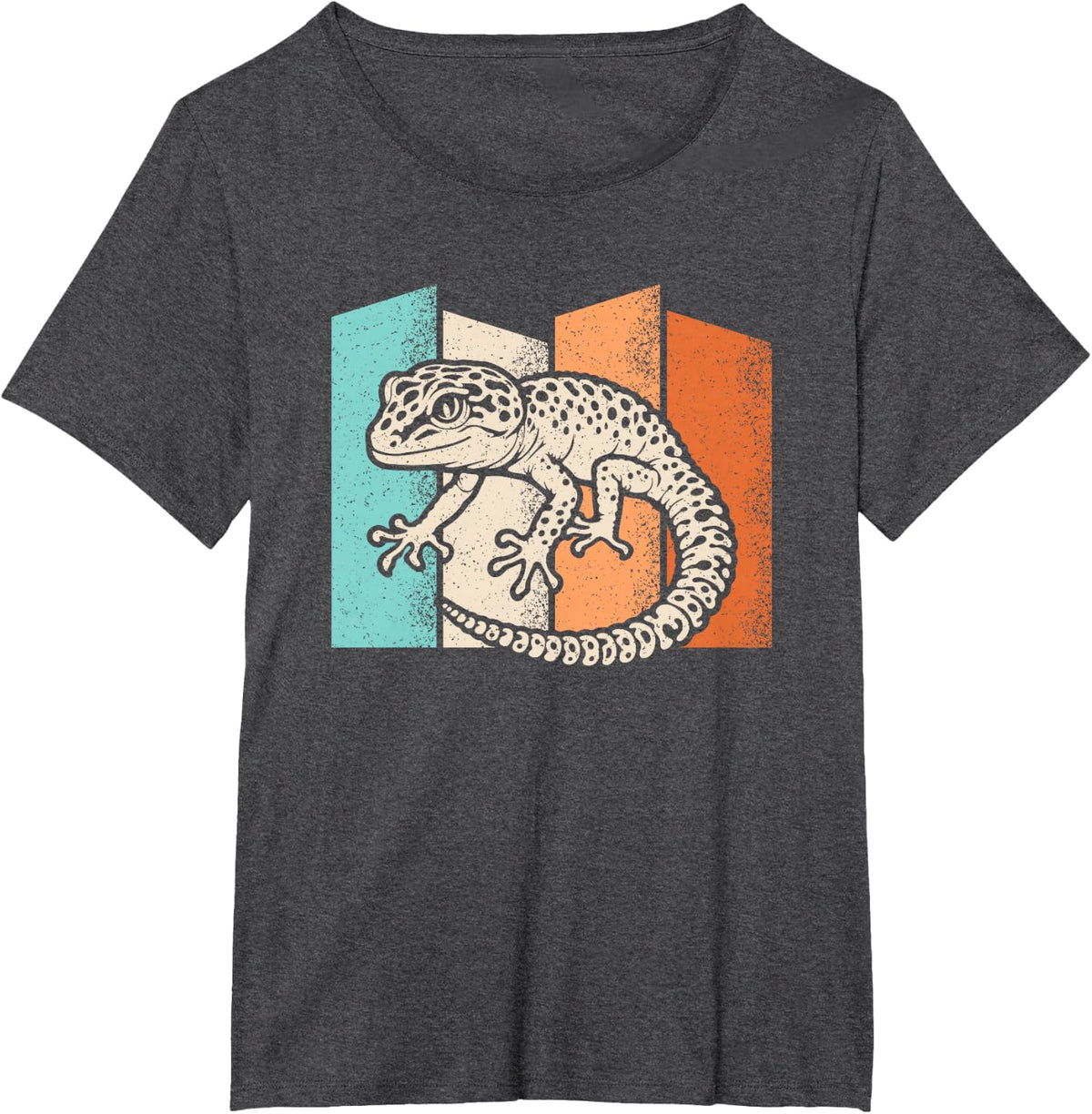 Retro Leopard Gecko Lizard Lover Men Women Kids T-Shirt - Dark Heather Grey