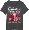 Happy Galentine Day Girl’s Club Ladies Celebrating Women T-Shirt - Dark Heather Grey