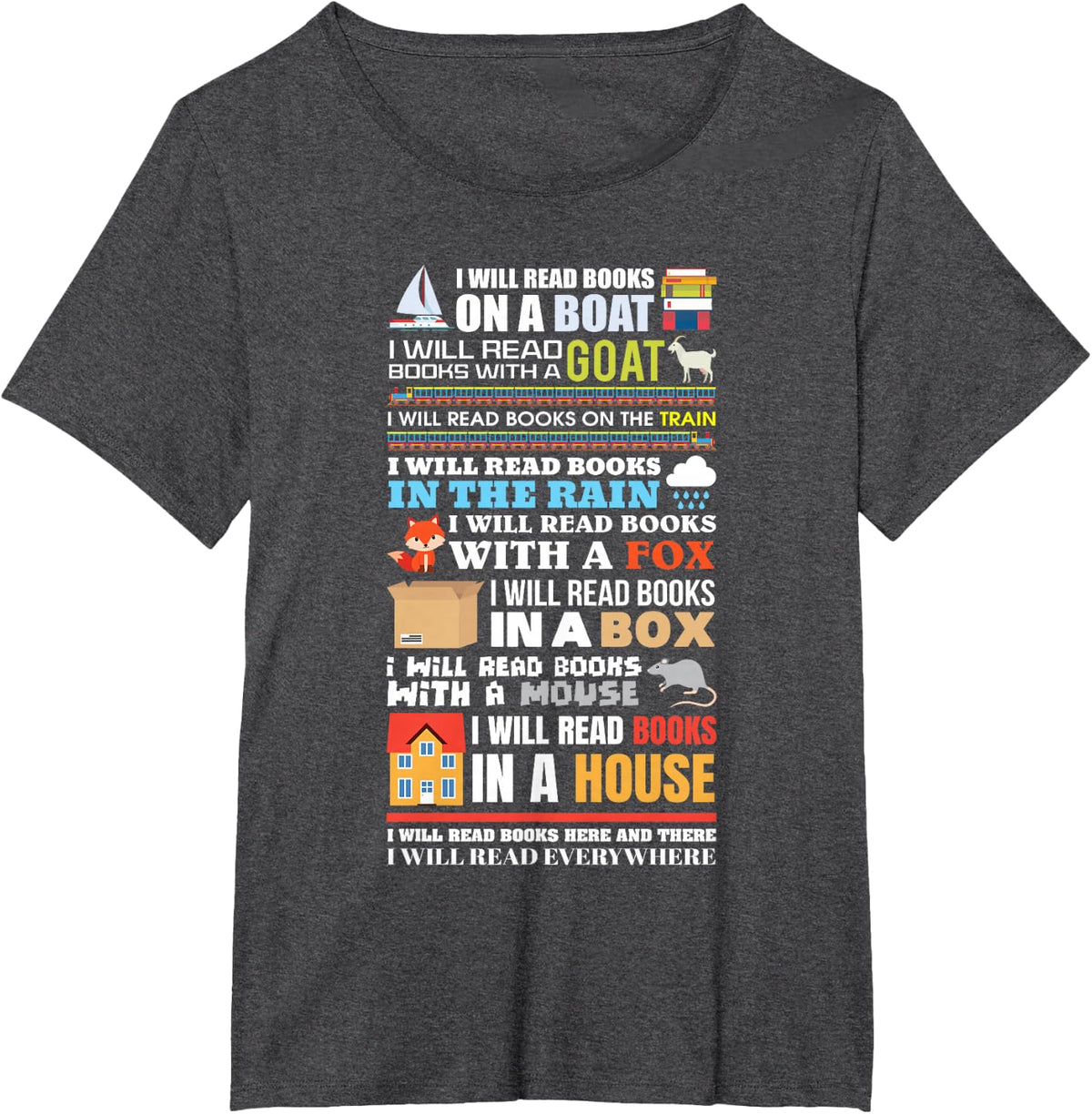 I Will Read Books On A Boat Reading T-Shirt Gift For Book Lovers And Readers - Dark Heather Grey