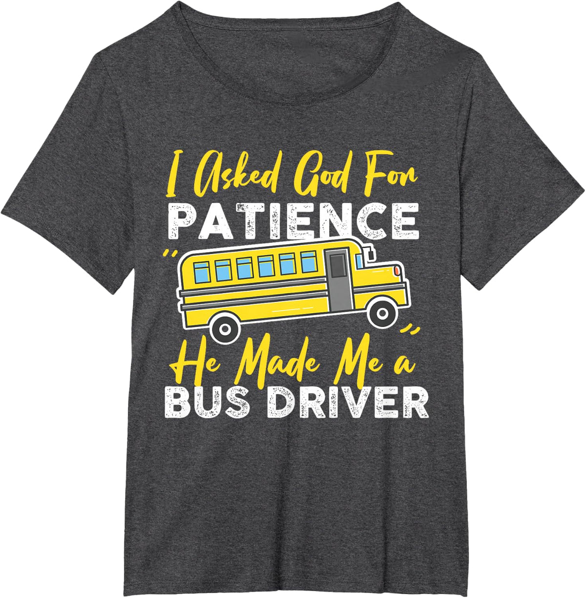 Funny School Bus Driver Christian Design with God T-Shirt - Dark Heather Grey