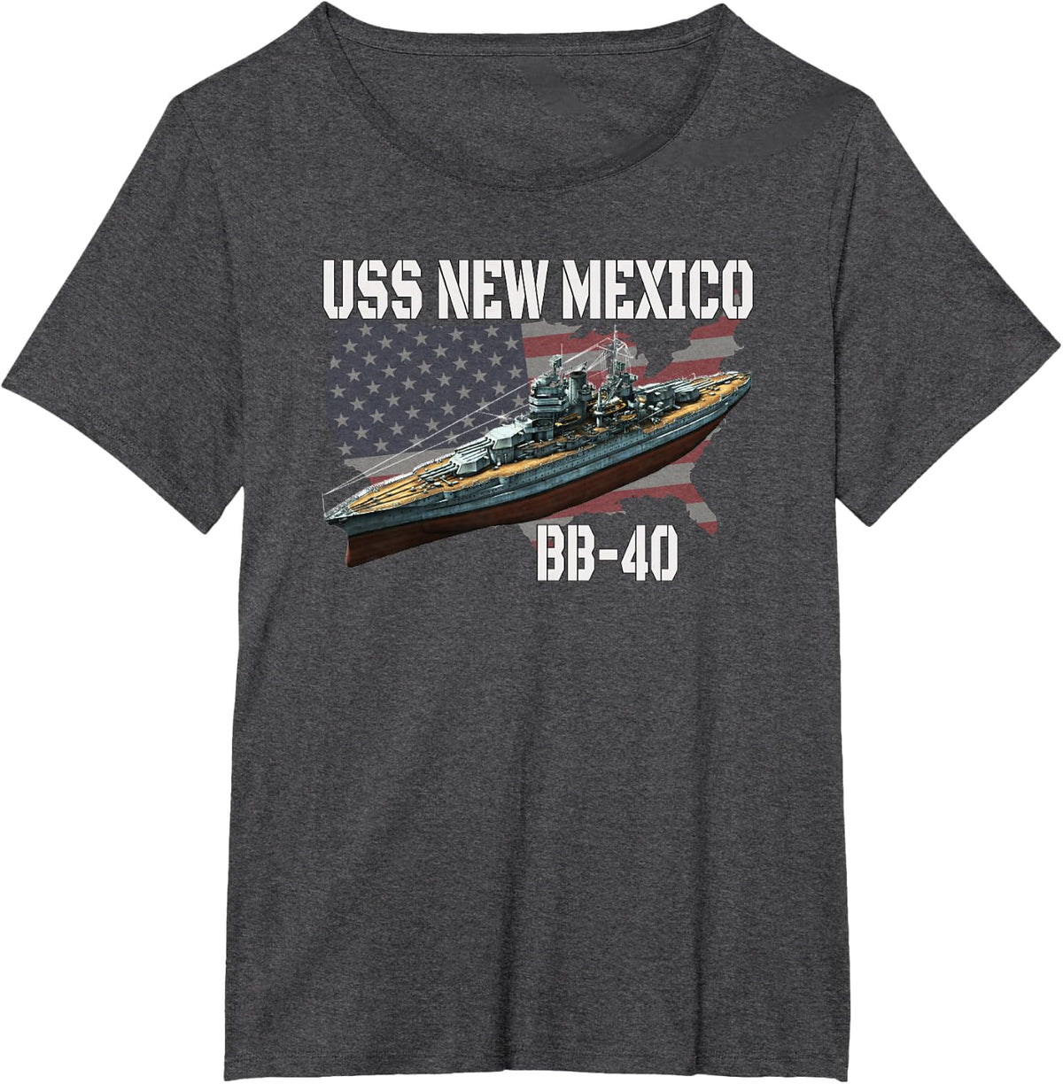 WW2 American Battleship USS New Mexico BB-40 Warship Veteran T-Shirt - Dark Heather Grey