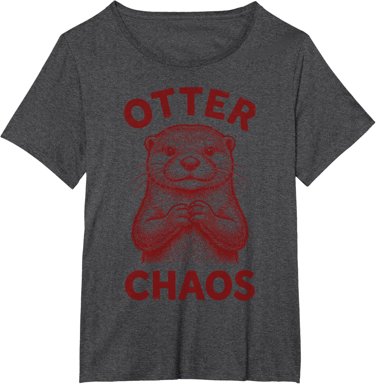 Vintage Otter Chaos Sea Otters Wildlife Fan Zoo Meme Animal T-Shirt - Dark Heather Grey