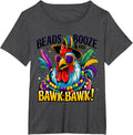 Festive Mardi Gras Rooster Funny Party Bead T-Shirt - Dark Heather Grey