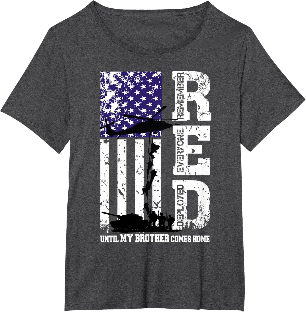 RED Friday Until My Brother Comes Home Remember Deployed T-Shirt - Dark Heather Grey