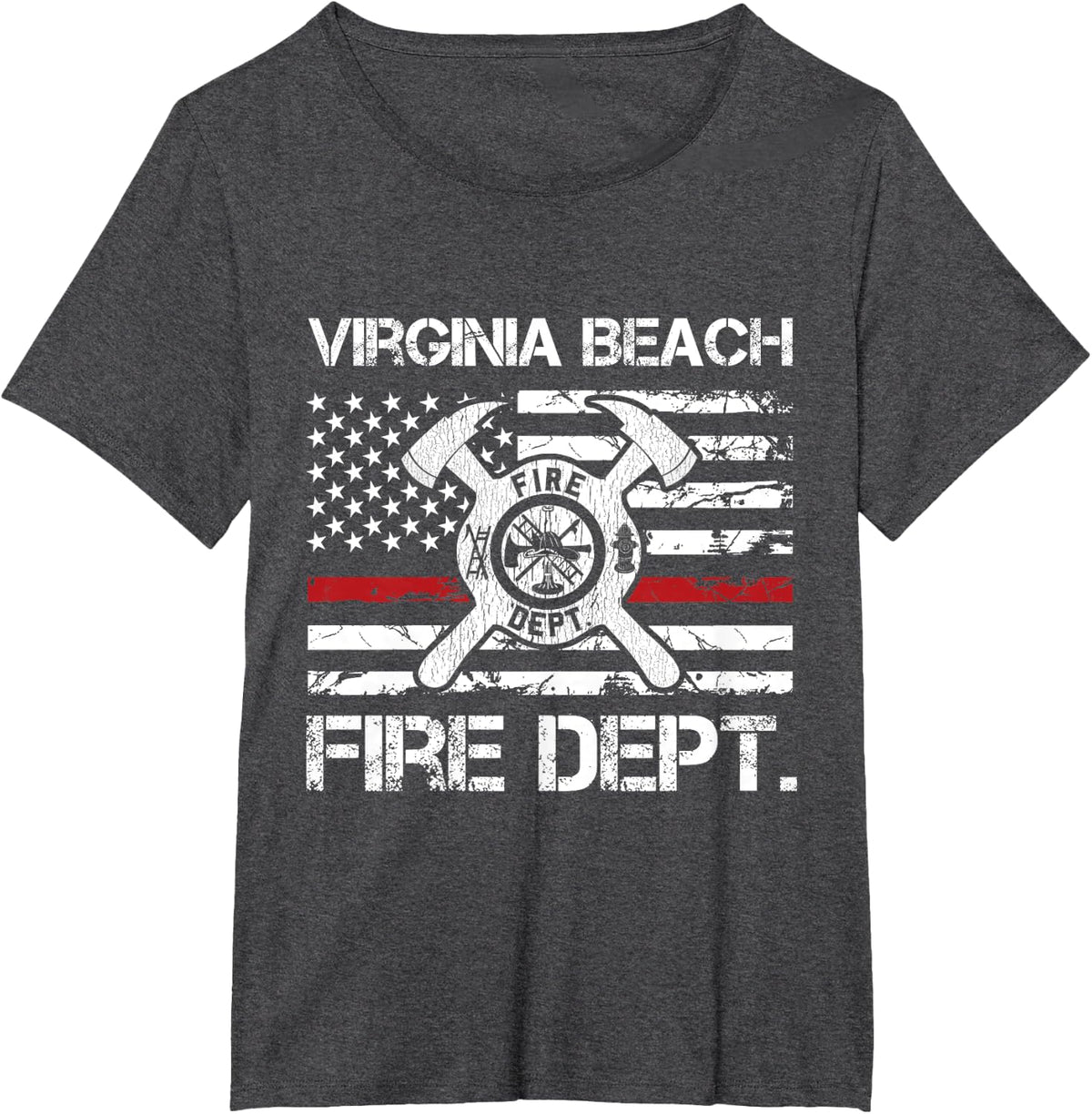 Virginia Beach Virginia Fire Department Thin Red Line T-Shirt - Dark Heather Grey