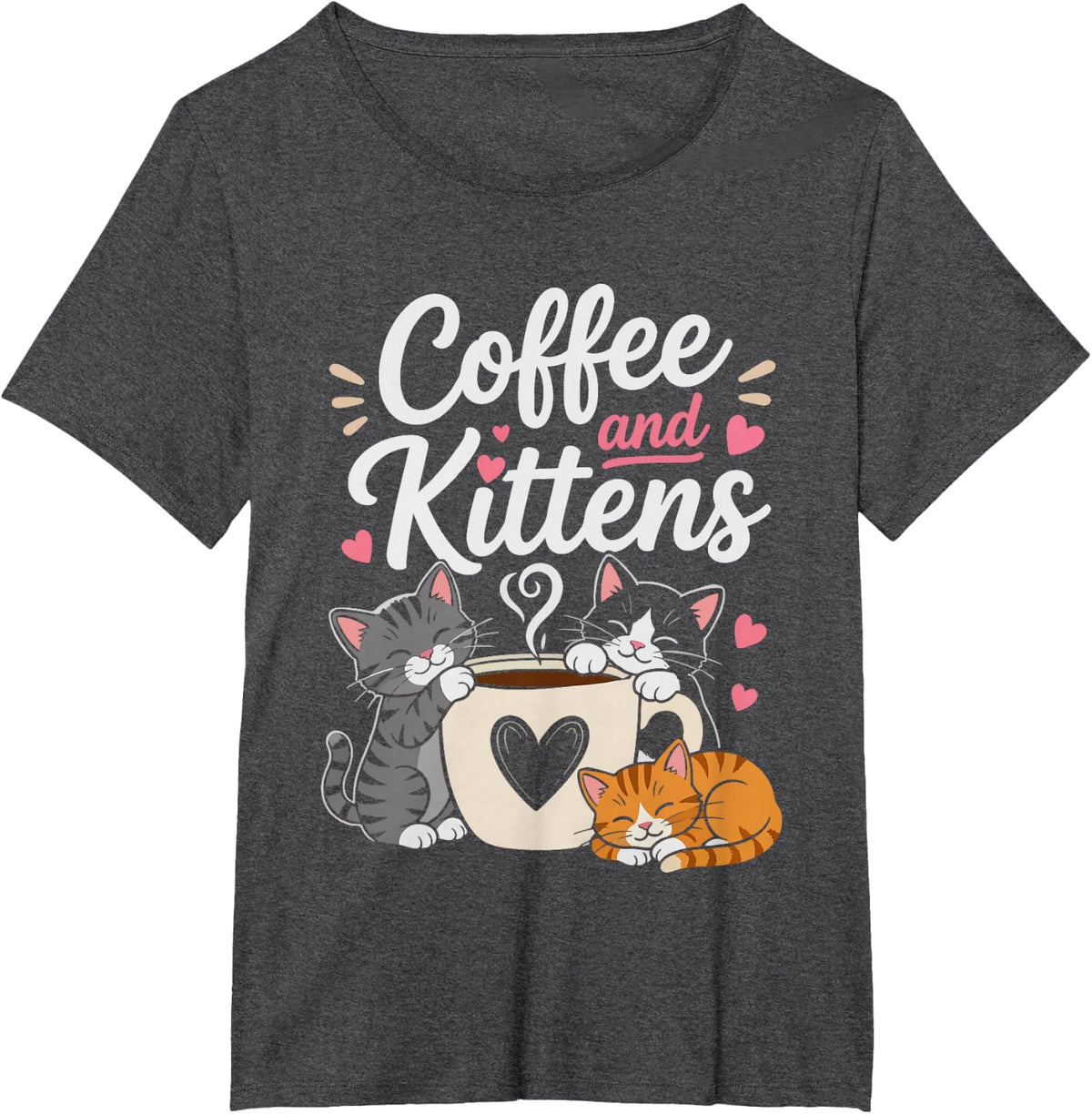 Cat Foster Mom Running Coffee Bottle Baby Kittens Kitten T-Shirt - Dark Heather Grey
