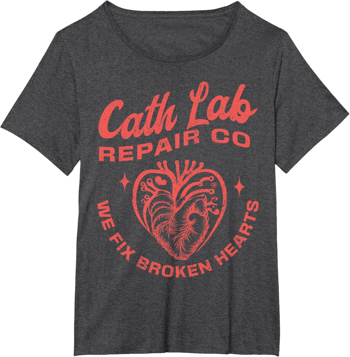 Cath Lab Repair Co Funny Valentine Day Cath Lab Nurse Outfit T-Shirt - Dark Heather Grey
