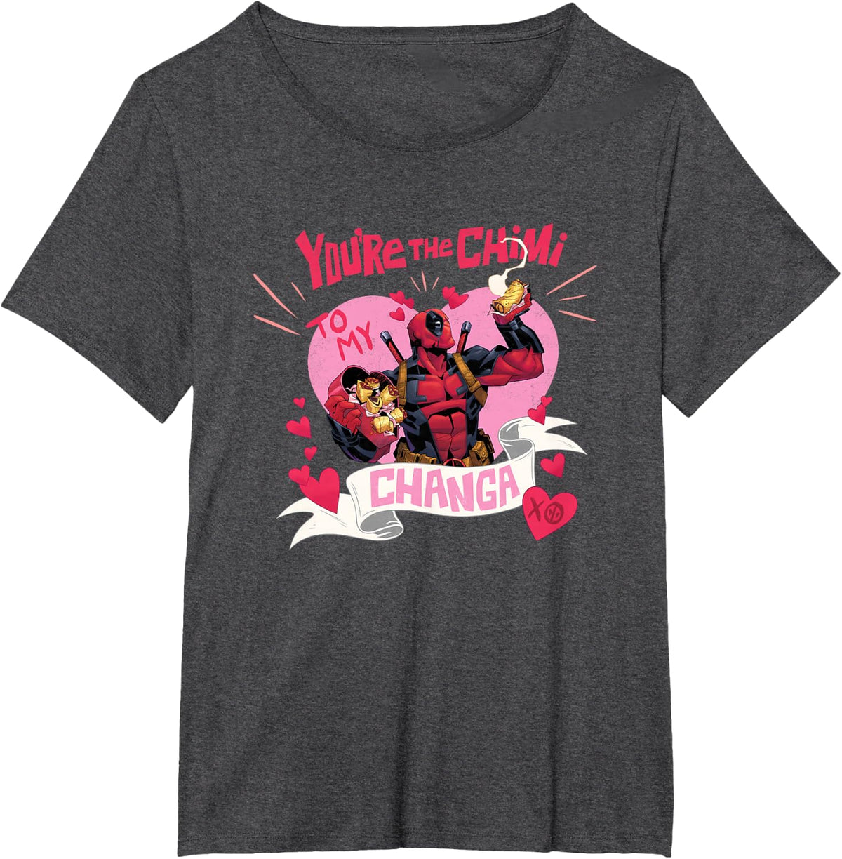 Marvel Deadpool Valentine's Day The Chimi To My Changa Logo T-Shirt - Dark Heather Grey