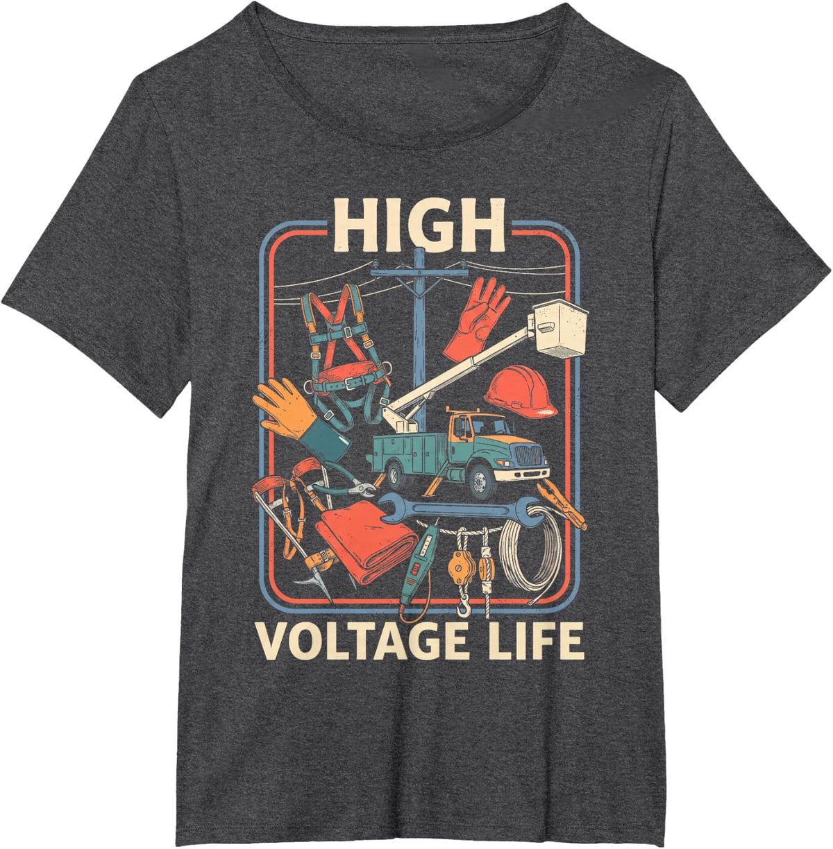Lineman Appreciation Vintage Poster T-Shirt - Dark Heather Grey