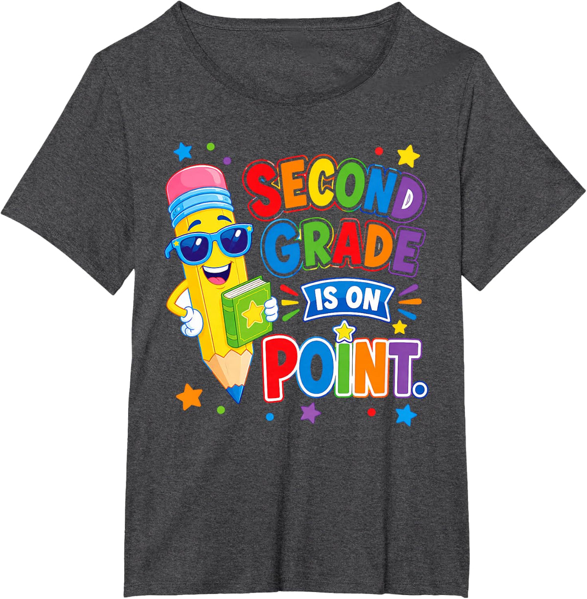 Second Grader Pencil Elementary Teacher Student Design T-Shirt - Dark Heather Grey