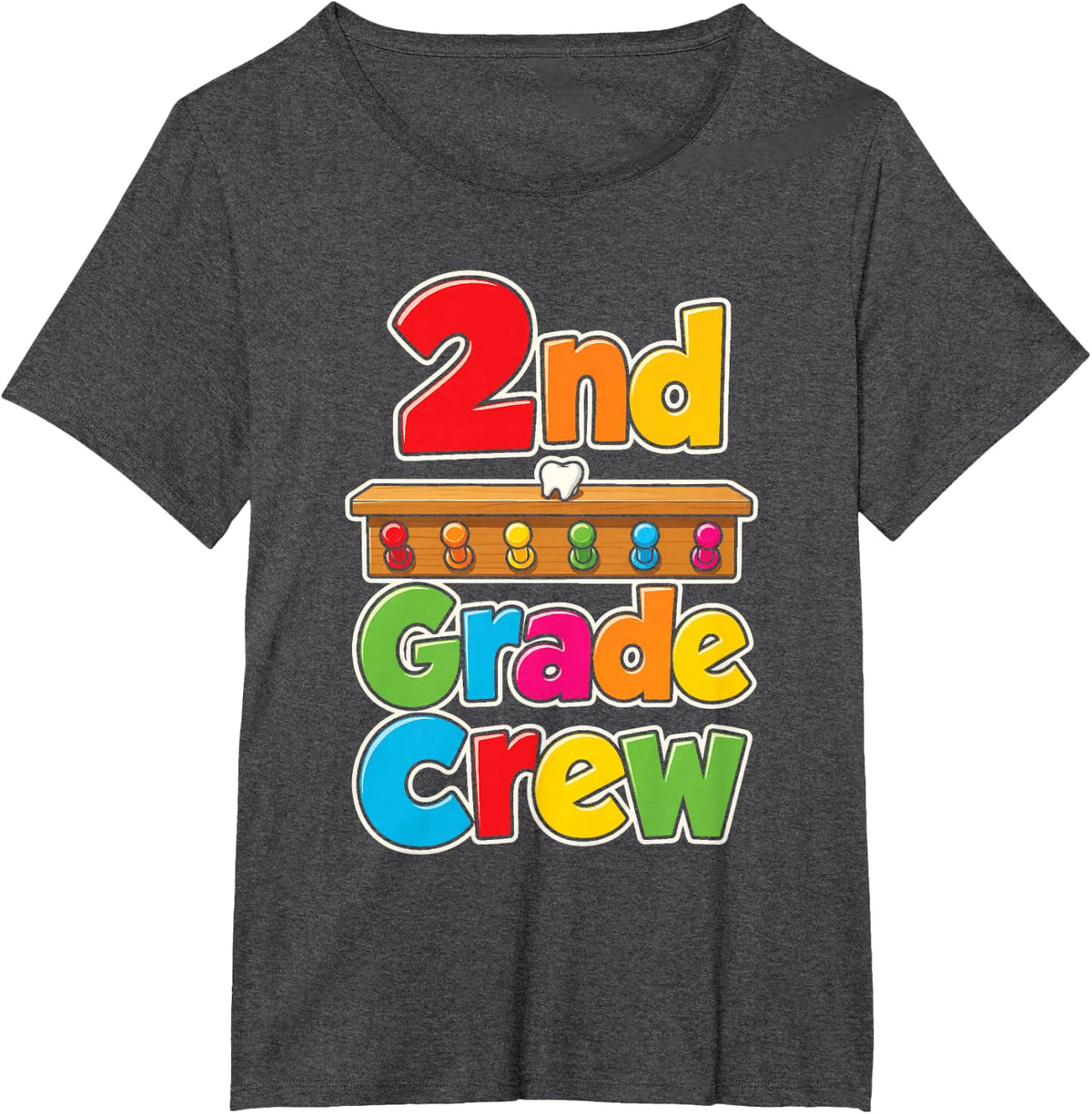 2nd Grade Crew Second Squad Matching School Staff Team T-Shirt - Dark Heather Grey
