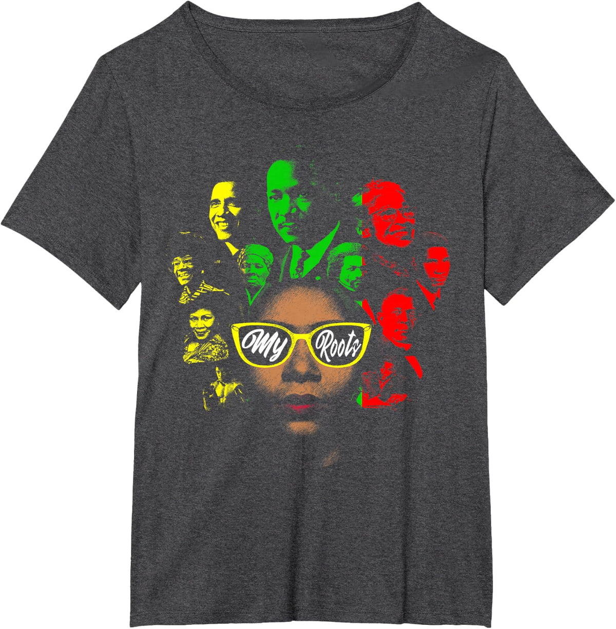 Black History Leaders Collage Famous African American Month T-Shirt - Dark Heather Grey