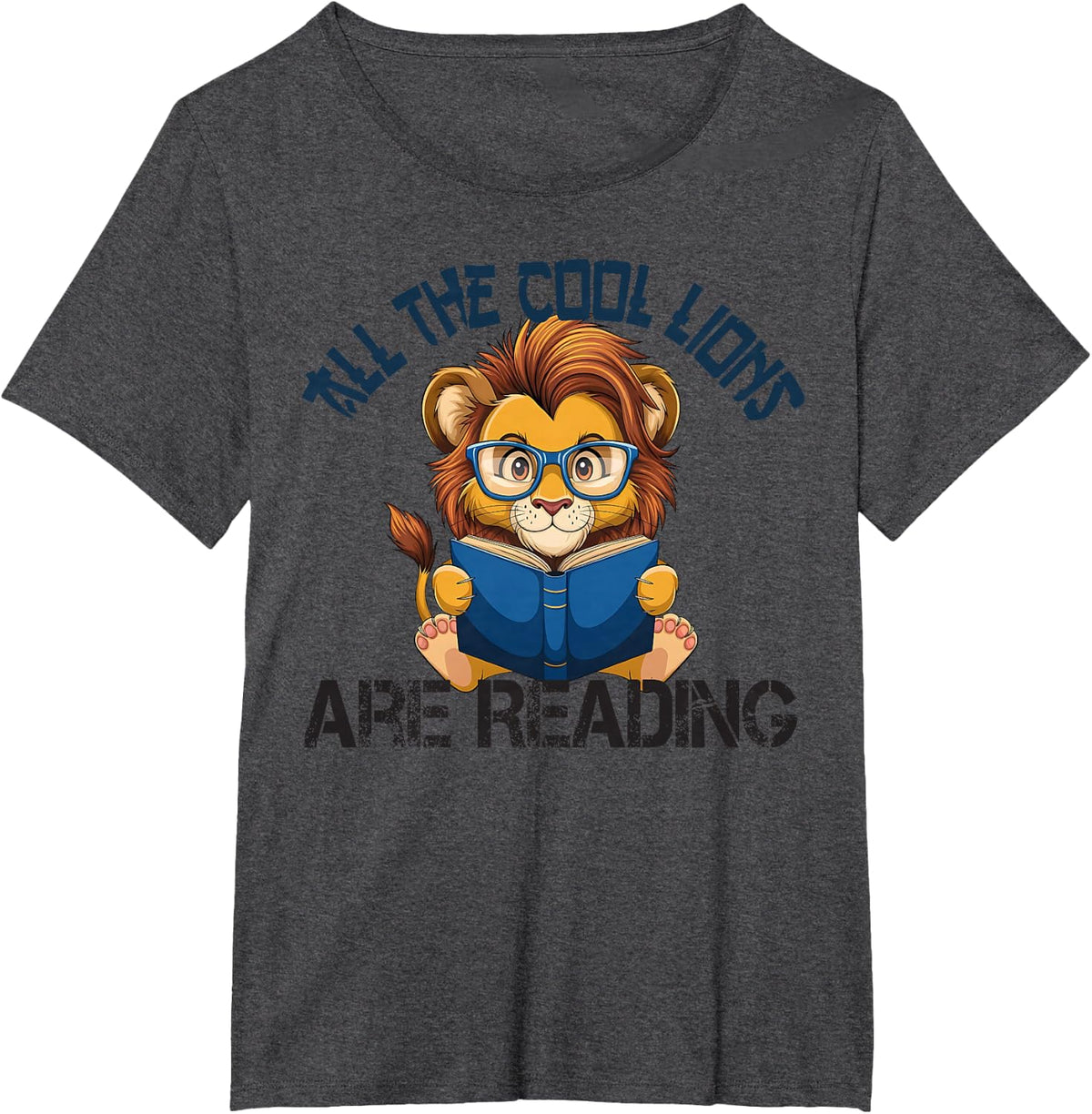 All The Cool Lions Are Reading Lion Teacher T-Shirt - Dark Heather Grey